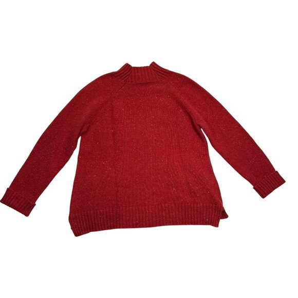 J.Jill Sweater Womens XL Red Knit Pockets Ribbed Cuffs Collar Wool Blend - Picture 1 of 7